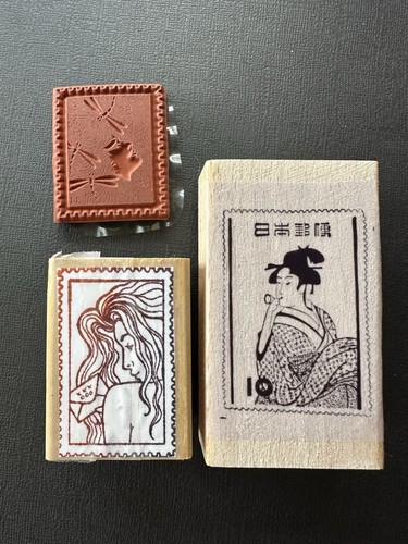 Vintage Postal Mail Art, Woman, Female Images, Rubber Stamp Lot