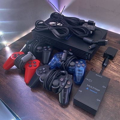 Sony PlayStation 2 PS2 Fat Console - OEM Cables - Multitap - 4 Controllers