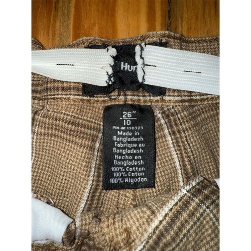 Hurley Boys' Brown Plaid Casual Shorts Size 26x 10 Multiple Pockets 10/12 skate - Picture 2 of 5