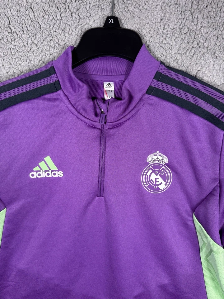 Adidas Real Madrid Shirt Mens Medium 1/4 Zip Stretch Casual Training Activewear - Image 4 of 4
