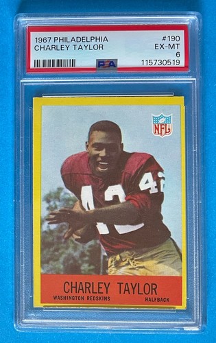 1967 Philadelphia Gum Football Card #190 Charley Taylor Redskins HOF PSA 6 EX-MT - Picture 1 of 6