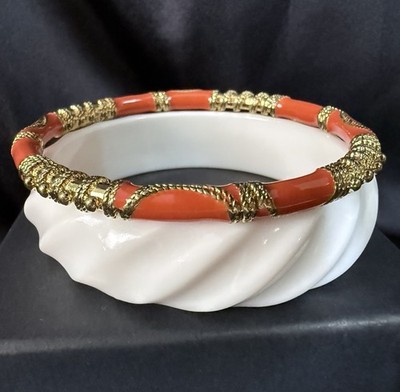 Vintage Armreif Set Weiß Koralle Gold Statement Boho Schmuck Retro 80er 90er