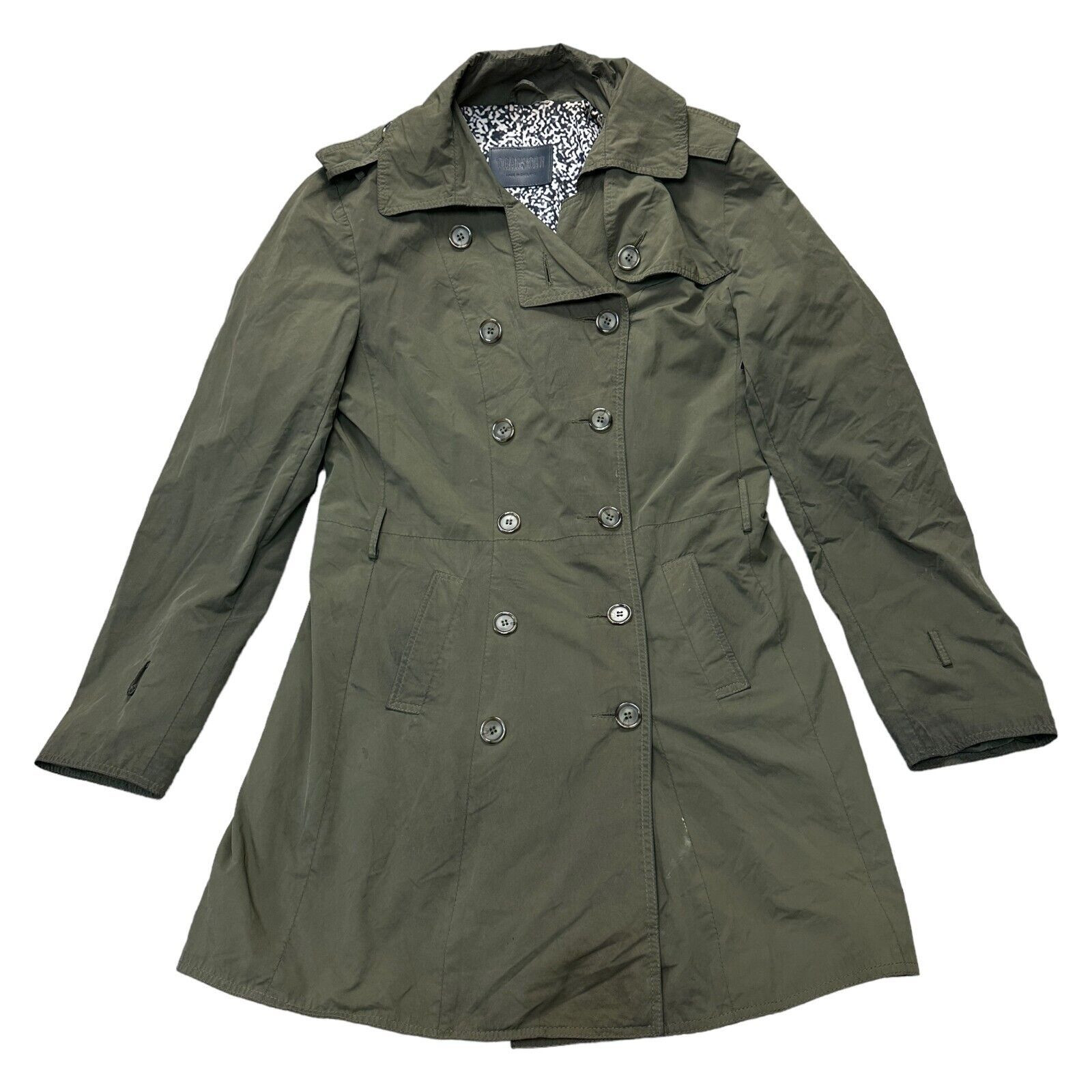 Trapstar Green Suede Leather Trench Coat Jacket Womens Medium UK10-image