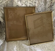 Vintage Pair Of Thick BRASS Picture Frames, Shadow Box,Filigree Sides, 8x10”