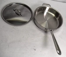 All Clad D3 Stainless Steel 3-ply Bonded Cookware Saute Pan with Lid 3 Quart New