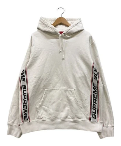 Sweat à capuche côtelé texte suprême L
