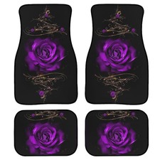 Purple Rose Car Floor Mats Custom Floral Print Flower Design Vintage Rose Pat...