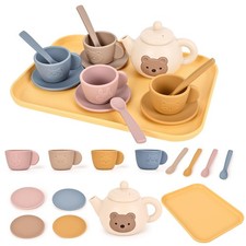Tea Party Set for Little Girls Boys, Silicone Tea Set Toys with Teapot Cups C...