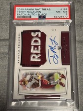 2019 National Treasures #187 Terry McLaurin Rookie Patch Auto Black #1/5 PSA 