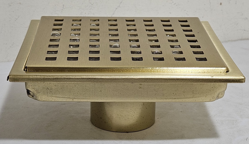 Brushed Gold Stainless Steel 5-7/8" x 5-7/8" Square Floor Shower Drain SUS304