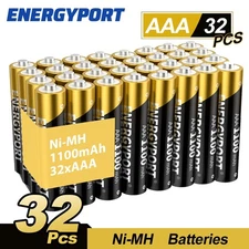 32Pack ENERGYPORT Rechargeable AAA Batteries 1100mAh 1.2V Ni-MH Triple A Battery