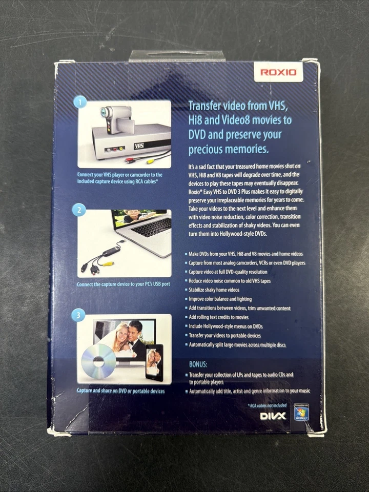 NEW Sealed Roxio Easy VHS to DVD 3 Plus Converter Transfer VHS Hi8 Video8 to DVD - Image 2 of 4