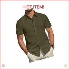 J.VER Men's Short Sleeve Dress Shirts Stretch Stain Shield Casual Button Down Sh