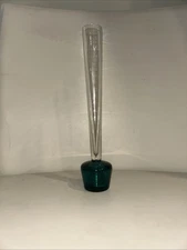 Handblown Glass Bud Vase Teal Green Blue Glass Base W Bubbles 8.25” Homelgaard