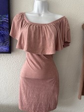 Mauve Off Shoulder Ruffle Bodycon Short Dress Short Sleeve Party Cocktail