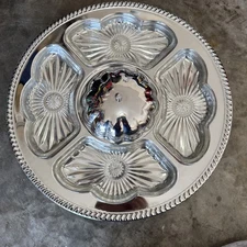 Vintage Hellerware Lazy Susan Chip and Dip Veggie Fruit Revolving Serving Tray