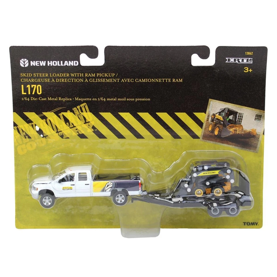 Camioneta Dodge ERTL 1/64 con remolque y minicargadora New Holland L170 13862 Foto 4 de 4