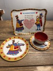 Vintage Queen of Hearts Tin Litho Children’s Tea Set Tray Cup Saucer Plate — photo 1