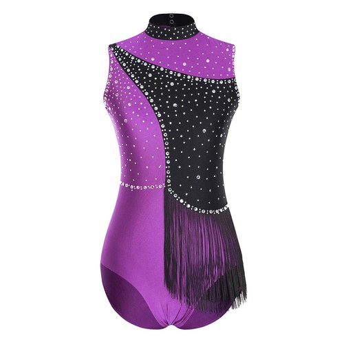 Womens Leotard Dancewear Jumpsuit Gym Bodysuit Waist Rhinestones One-piece Back - Picture 65 of 86