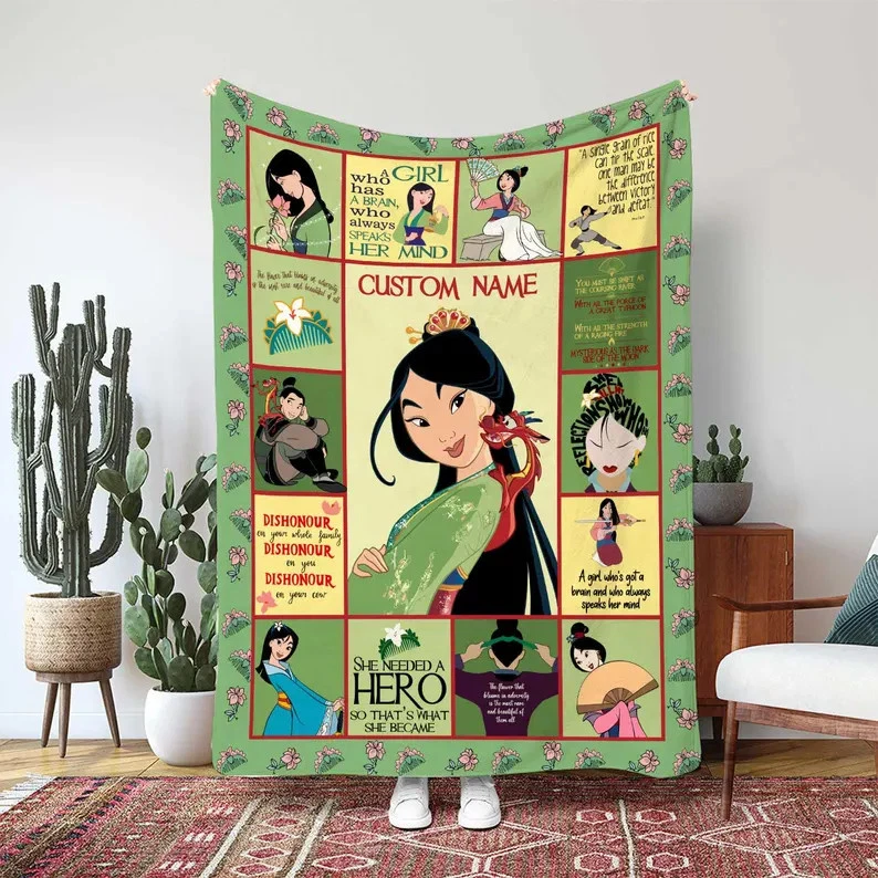 Personalized Disney Mulan Warrior Princess Fleece Blanket
