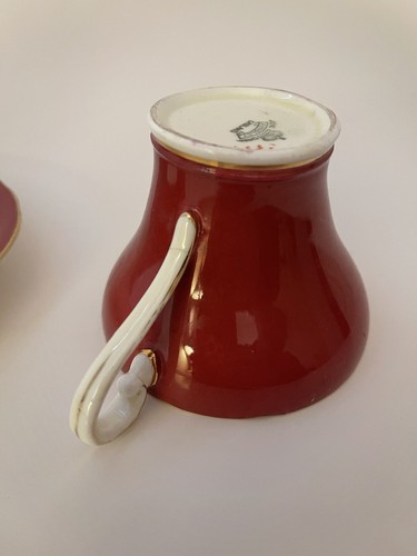 Vtg Ansley England Bone China Cranberry Raspberry Red With 24k Gold Cup & Saucer - Picture 7 of 10