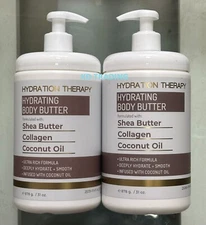 (2-Pk) HYDRATION THERAPY Shea Butter Collagen Coconut Oil ULTRA-RICH BODY BUTTER