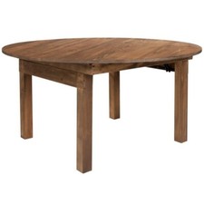 60" Round Solid Pine Folding Farm Dining Table in Antique Rustic Stain Finish