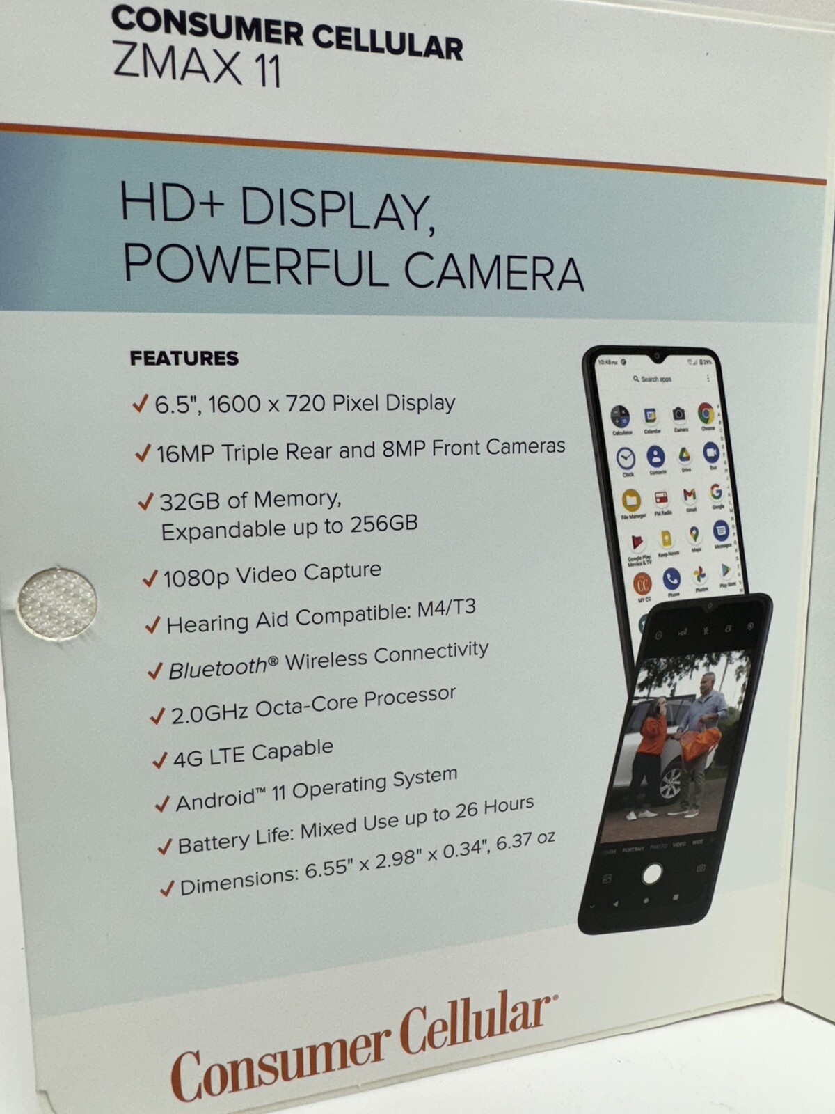 Consumer Cellular ZTE ZMAX 11 Prepaid Android Smartphone 32GB Model