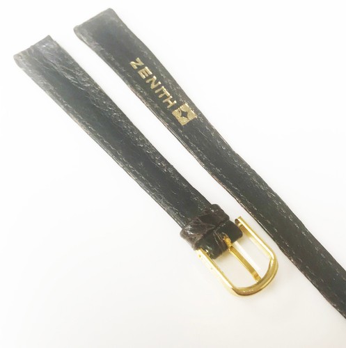Zenith Genuine Original Crocodile 11.5mm Black Leather Gold Buckle Watch Band - Picture 3 of 4