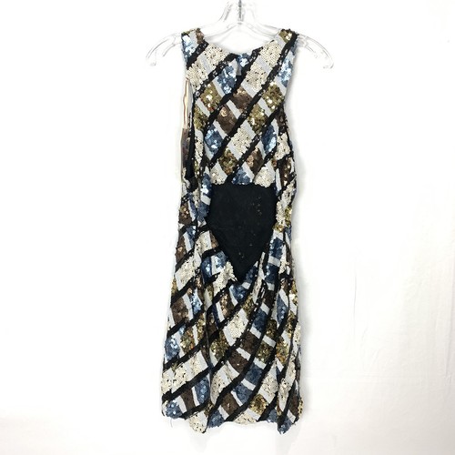 Chelsea & Violet Sequin Open Back Fitted Dress Size L Metallic - Picture 2 of 8