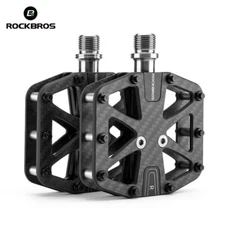 ROCKBROS Mountain Bike Pedals Carbon Fiber 3 Bearing Lightweight Non-Slip 9/16" 