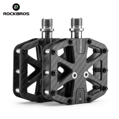 ROCKBROS Mountain Bike Pedals Carbon Fiber 3 Bearing Lightweight Non-Slip 9/16"