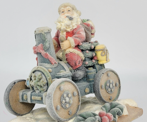 Santa Train Engine Stocking Holder Hanger Resin Snow Christmas Frosty Snow Shelf - Picture 4 of 21