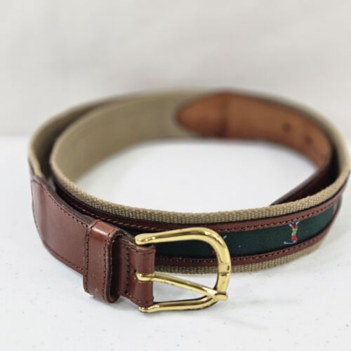 Vintage Golf Gürtel Herren L großes Band und Leder dunkelgrün Golfer Abschlag - Bild 4 von 21