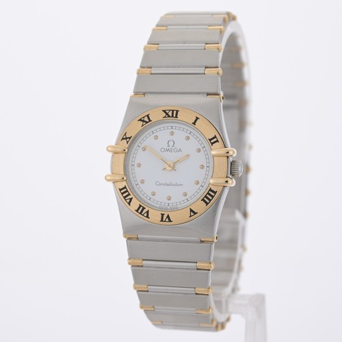 OMEGA Constellation Quartz Half Bar 18k Gold & Steel White Dial Ladies Watch - Picture 2 of 8