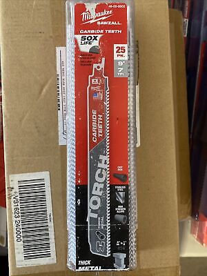 9 in. 18 Teeth per in. TORCH Thick Metal Cutting SAWZALL Reciprocating Saw Blades W/Torch Carbide Blade (26-Pack) 9 in. 18 Teeth per in. TORCH Thick Metal Cutting SAWZALL Reciprocating Saw Blades W/Torch Carbide Blade (26-Pack)
