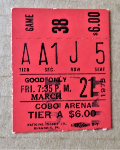 Detroit Pistons vs Houston Rockets Ticket stub Mar 21, 1975 - COBO Arena ! - Picture 4 of 4