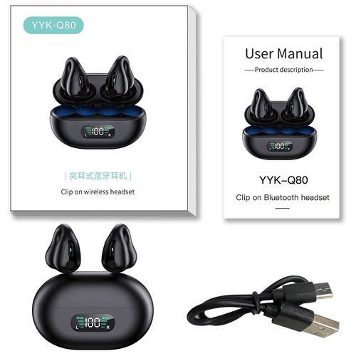 Wireless Earbuds Bluetooth 5.3 Ear Clip Bone Conduction Headset Headphones 2023 - Picture 7 of 12