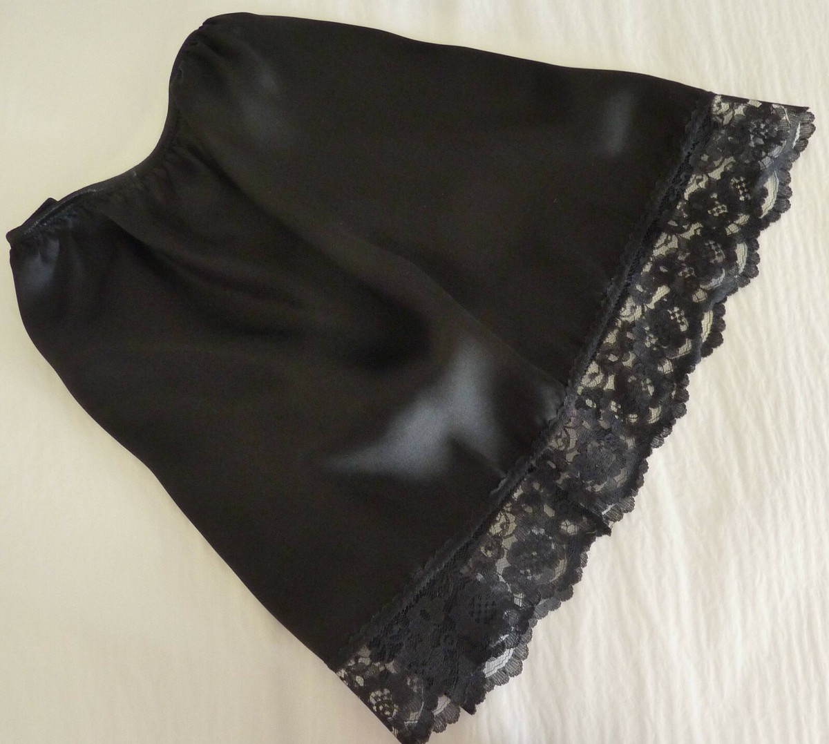 BLACK PURE SILK and lace French waist HALF SLIP petticoat lengths sizes