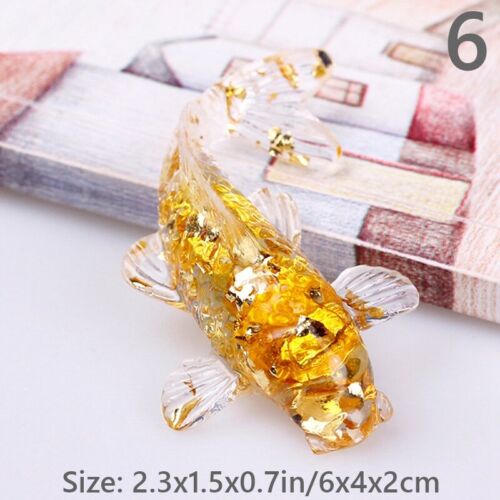 2X Mini Koi Fish Statue Figurine Resin Crystal Ornament Sculpture Handicraft - Bild 1 von 36