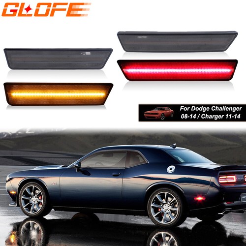 Smoked Lens LED Front & Rear Side Marker Lights Kit For 2008-14 Dodge Challenger - Picture 11 of 11
