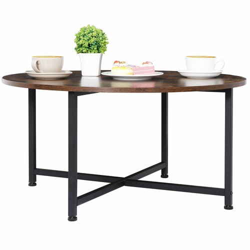 31.5 Inch Durable Industrial Round Coffee Table Leisure Tea Table Home Office  - Picture 7 of 12