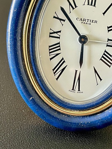 CARTIER OVAL BLUE ENAMELED TRAVEL ALARM CLOCK. FOR PARTS/REPAIR (Q38) - Picture 3 of 8