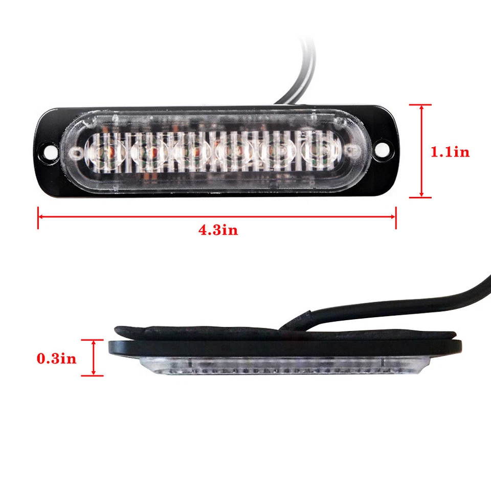 4x Amber 18W 6 LED Strobe Warning Work Light Bar Emergency Strobe Flashing Lamps - Image 4 of 4