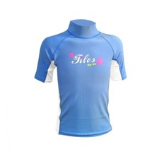 Tilos Kids Short Sleeve Rash Guard Children UV Protection Surf Swim LIGHT BLUE