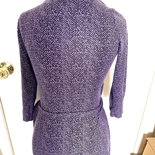 TALBOTS Dress Women’s Sz Small Petite Faux Wrap Purple Feminine Romantic Y2k - Picture 9 of 14