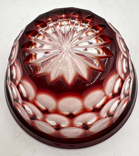 VTG French Ruby Cut to Clear Lead Crystal Bowl 4.5"x2" - Picture 5 of 8