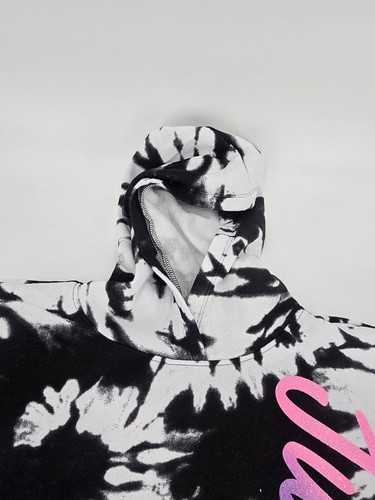 NWT Justice Black & White Tie Dye Rainbow Hoodie Sweatshirt XL PLUS (16P/18P) - Picture 4 of 10
