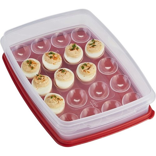 Contenitore porta alimenti contiene 20 uova jumbo ottimo servizio picnic rosso nuovo - Foto 2 di 6