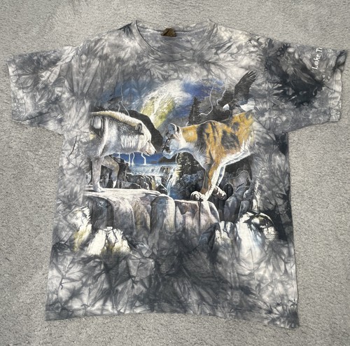 Camiseta De Colección 1999 The Mountain Algodón Lobo y León de Montaña Estampado Animal Hombres L - Imagen 1 de 8